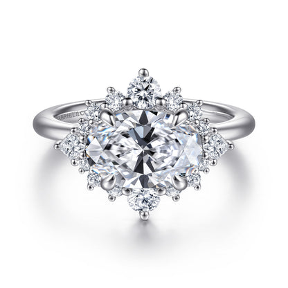 14K White Gold Oval Halo Diamond Engagement Ring — Gabriel & Co. ER16962O8W44JJ; center stone shown for illustration, not included