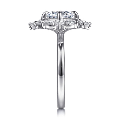 14K White Gold Compass Prong Round Halo Diamond Engagement Ring — Gabriel & Co. ER16963R8W44JJ; center stone shown for illustration, not included