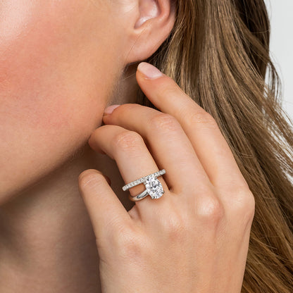 14K White Gold Split Shank Oval Diamond Engagement Ring — Gabriel & Co. ER16966O8W44JJ; center stone shown for illustration, not included
