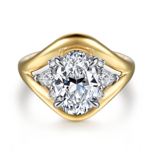 14K White-Yellow Gold Oval Diamond Engagement Ring — Gabriel & Co. ER16967O8M44JJ; center stone shown for illustration, not included