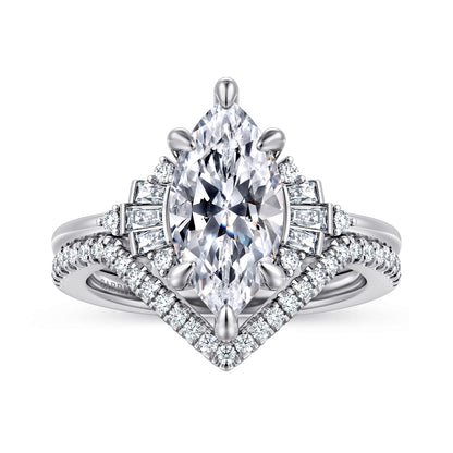 14K White Gold 6 Prong Marquise Shape Diamond Engagement Ring — Gabriel & Co. ER16975M8W44JJ; center stone shown for illustration, not included