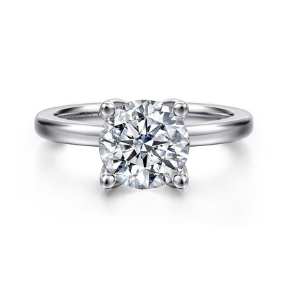 14K White Gold Round Solitaire Diamond Engagement Ring — Gabriel & Co. ER16976R8W44JJ; center stone shown for illustration, not included
