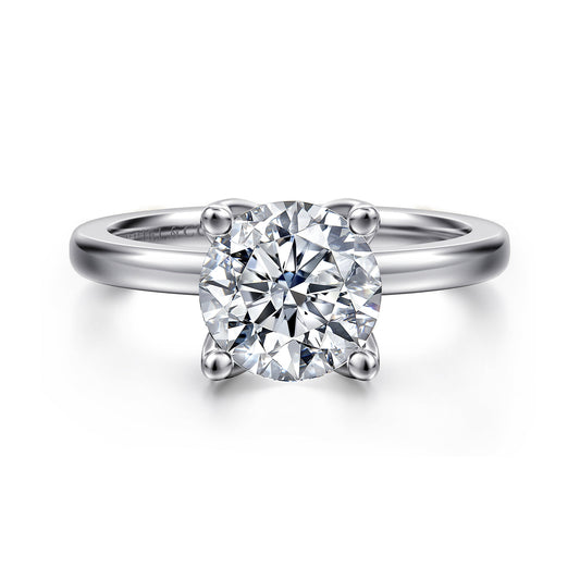 14K White Gold Round Solitaire Diamond Engagement Ring — Gabriel & Co. ER16976R8W44JJ; center stone shown for illustration, not included