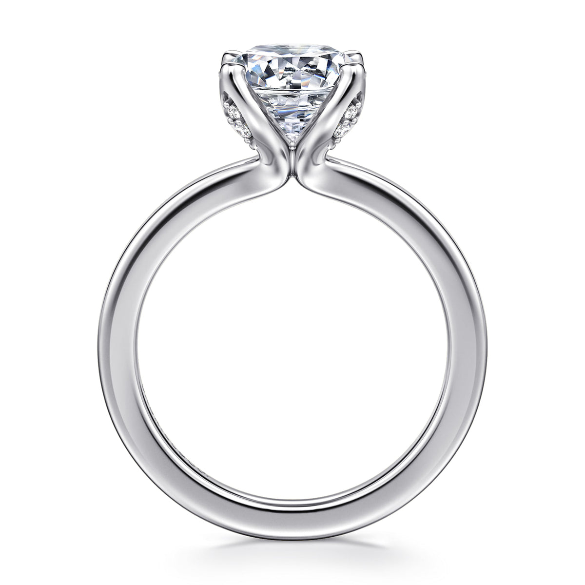 14K White Gold Round Solitaire Diamond Engagement Ring — Gabriel & Co. ER16976R8W44JJ; center stone shown for illustration, not included