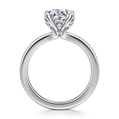 14K White Gold Round Solitaire Diamond Engagement Ring — Gabriel & Co. ER16976R8W44JJ; center stone shown for illustration, not included