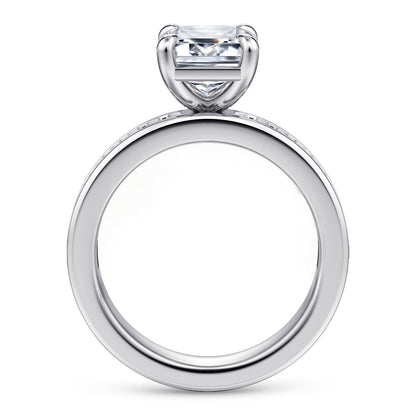 14K White Gold Emerald Cut Diamond Engagement Ring — Gabriel & Co. ER16979E12W43JJ; center stone shown for illustration, not included