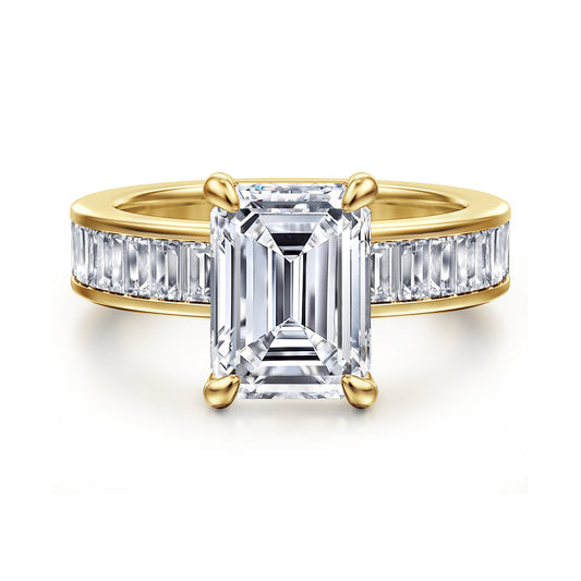 14K Yellow Gold Emerald Cut Diamond Engagement Ring — Gabriel & Co. ER16979E12Y43JJ; center stone shown for illustration, not included