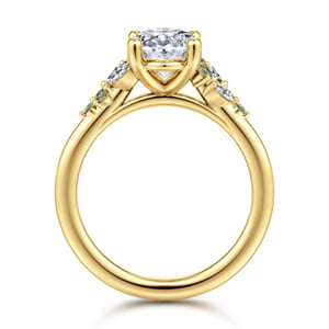 14K Yellow Gold Oval Green Sapphire and Diamond Engagement Ring — Gabriel & Co. ER16980O8Y43GS; center stone shown for illustration, not included