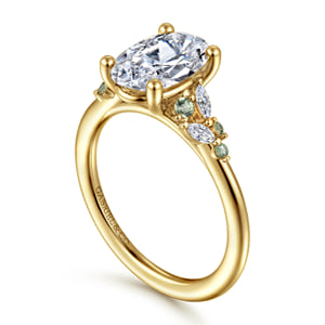 14K Yellow Gold Oval Green Sapphire and Diamond Engagement Ring — Gabriel & Co. ER16980O8Y43GS; center stone shown for illustration, not included