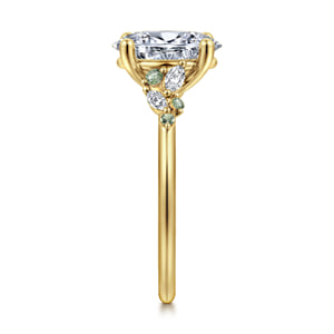 14K Yellow Gold Oval Green Sapphire and Diamond Engagement Ring — Gabriel & Co. ER16980O8Y43GS; center stone shown for illustration, not included