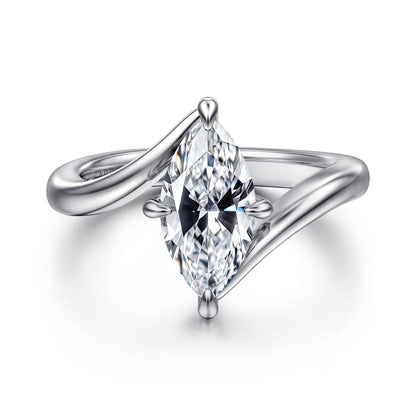 14K White Gold Compass Prong Bypass Marquise Shape Diamond Engagement Ring — Gabriel & Co. ER16994M6W4JJJ; center stone shown for illustration, not included