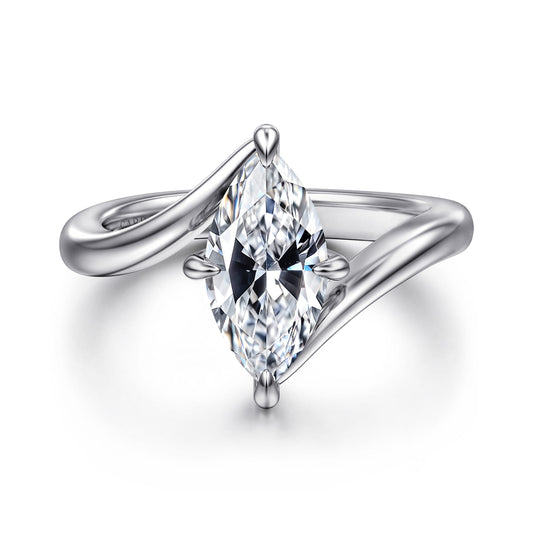 14K White Gold Compass Prong Bypass Marquise Shape Diamond Engagement Ring — Gabriel & Co. ER16994M6W4JJJ; center stone shown for illustration, not included