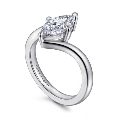 14K White Gold Compass Prong Bypass Marquise Shape Diamond Engagement Ring — Gabriel & Co. ER16994M6W4JJJ; center stone shown for illustration, not included