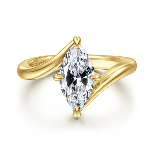 14K Yellow Gold Compass Prong Bypass Marquise Shape Diamond Engagement Ring — Gabriel & Co. ER16994M6Y4JJJ; center stone shown for illustration, not included