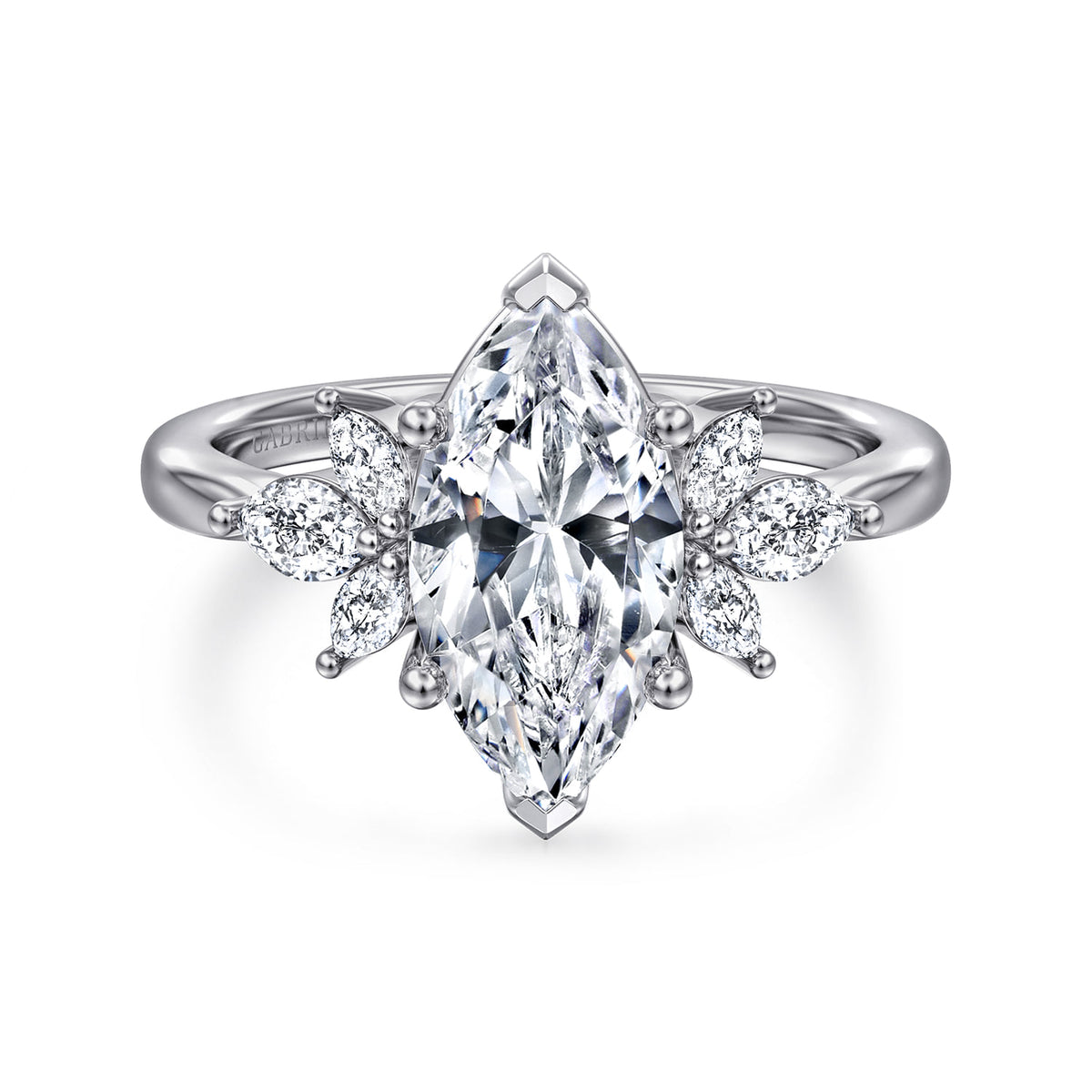14K White Gold Marquise Shape Diamond Engagement Ring — Gabriel & Co. ER16996M8W43JJ; center stone shown for illustration, not included