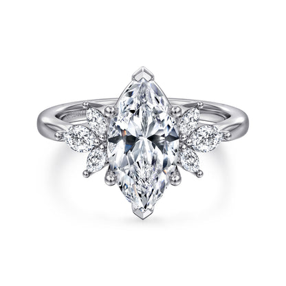 14K White Gold Marquise Shape Diamond Engagement Ring — Gabriel & Co. ER16996M8W43JJ; center stone shown for illustration, not included