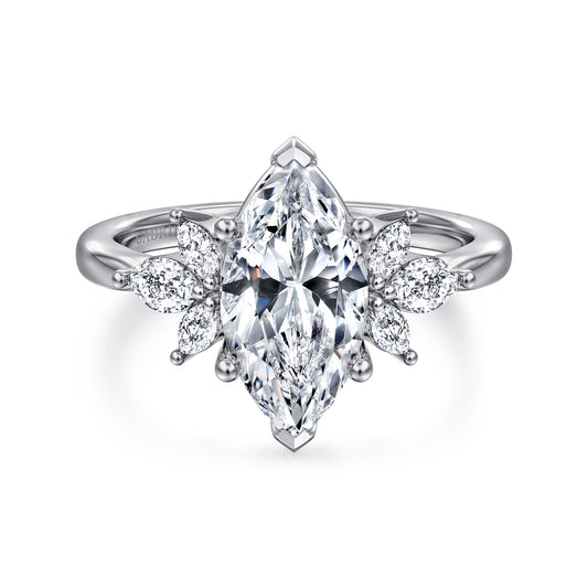 14K White Gold Marquise Shape Diamond Engagement Ring — Gabriel & Co. ER16996M8W43JJ; center stone shown for illustration, not included