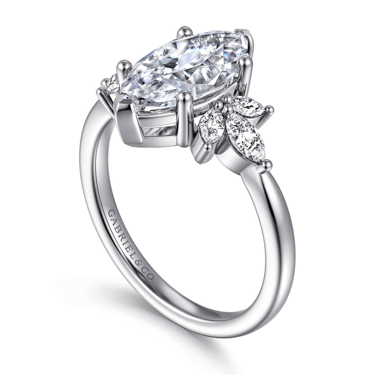 14K White Gold Marquise Shape Diamond Engagement Ring — Gabriel & Co. ER16996M8W43JJ; center stone shown for illustration, not included