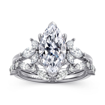14K White Gold Marquise Shape Diamond Engagement Ring — Gabriel & Co. ER16996M8W43JJ; center stone shown for illustration, not included