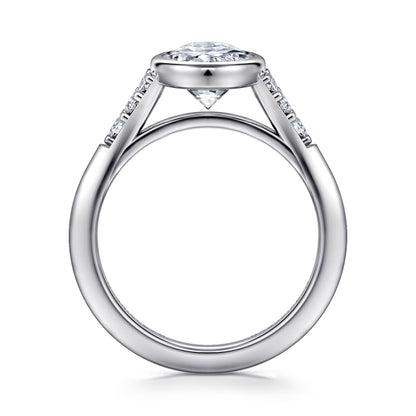 14K White Gold Bezel Set Oval Diamond Engagement Ring — Gabriel & Co. ER16998O8W44JJ; center stone shown for illustration, not included