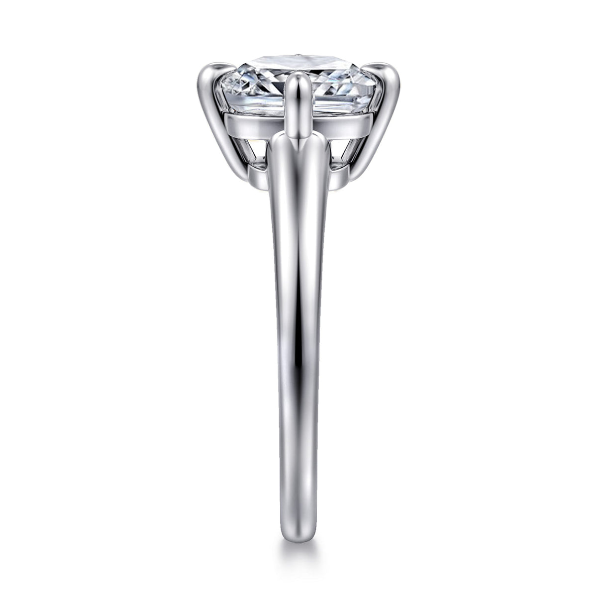 14K White Gold Cushion Cut Solitaire Diamond Engagement Ring — Gabriel & Co. ER16999C12W4JJJ; center stone shown for illustration, not included