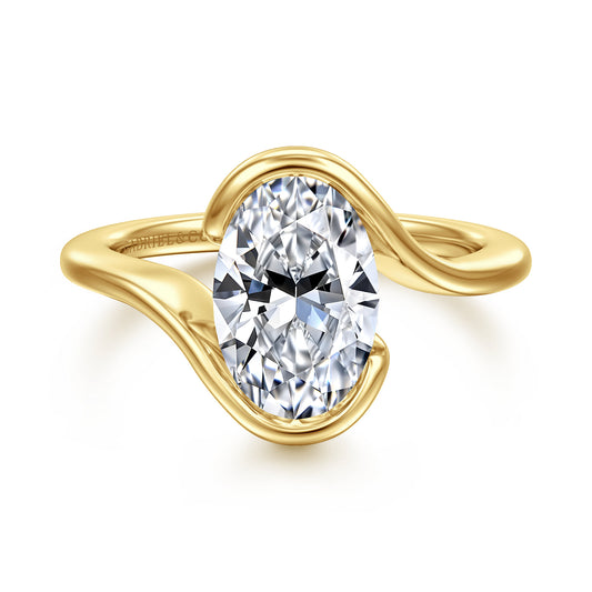 14K Yellow Gold Bypass Oval Solitaire Diamond Engagement Ring — ER17011O8Y4JJJ; center stone shown for illustration, not included