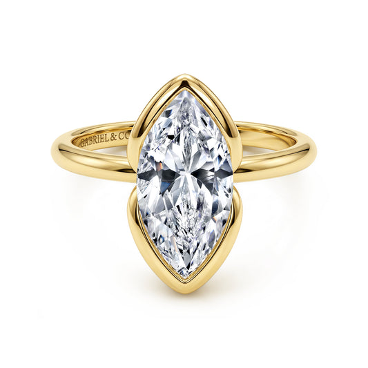 14K Yellow Gold Marquise Shape Solitaire Diamond Engagement Ring — ER17028M12Y4JJJ; center stone shown for illustration, not included