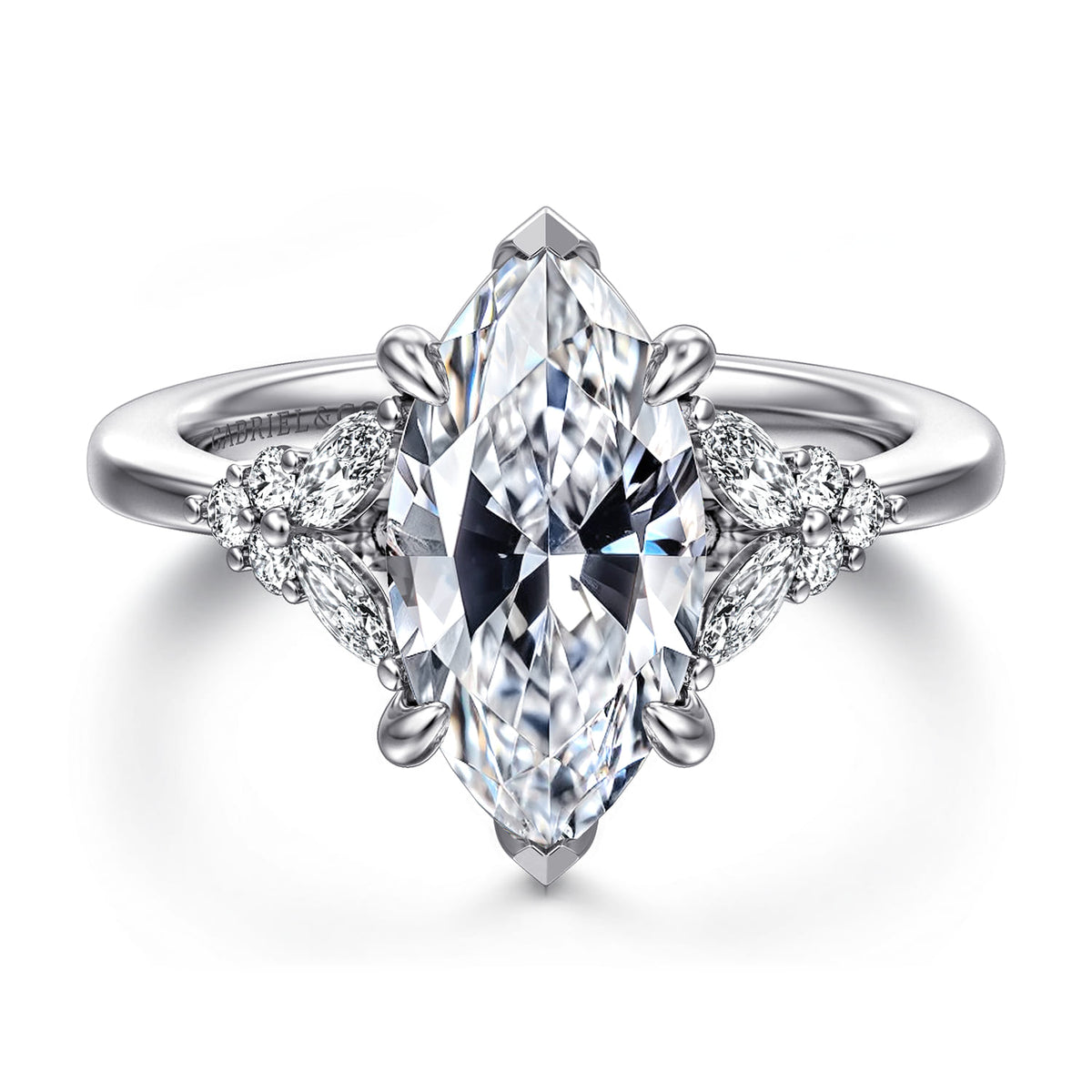 14K White Gold Marquise Shape Diamond Engagement Ring — Gabriel & Co. ER17032M12W44JJ; center stone shown for illustration, not included