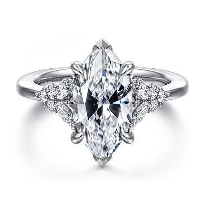 14K White Gold Marquise Shape Diamond Engagement Ring — Gabriel & Co. ER17032M12W44JJ; center stone shown for illustration, not included