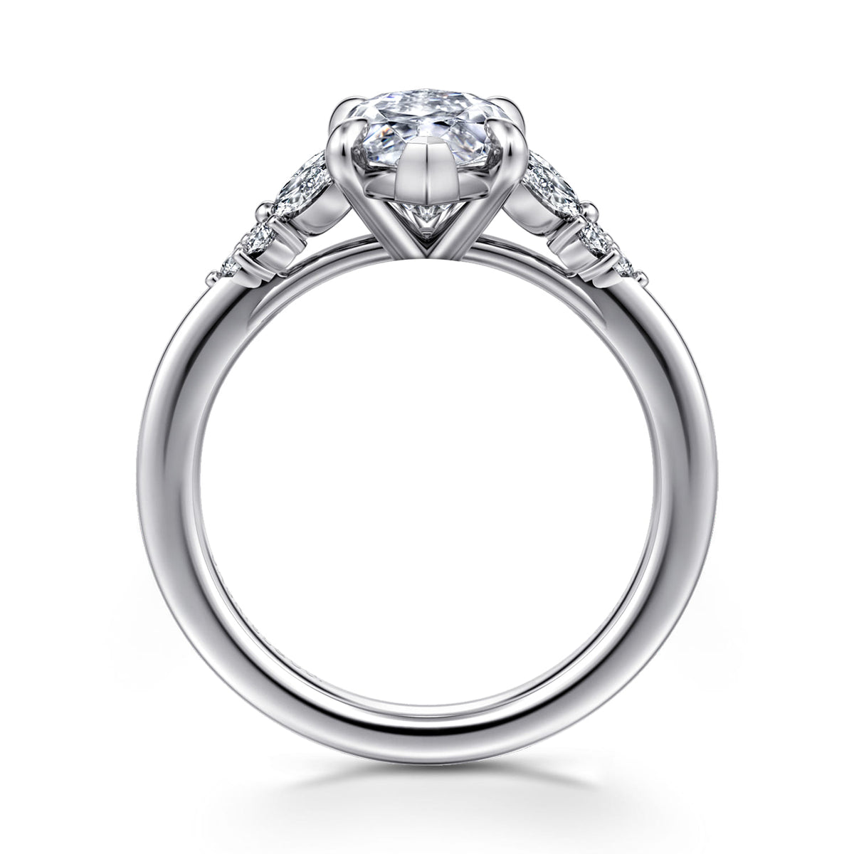 14K White Gold Marquise Shape Diamond Engagement Ring — Gabriel & Co. ER17032M12W44JJ; center stone shown for illustration, not included