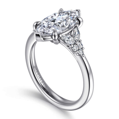 14K White Gold Marquise Shape Diamond Engagement Ring — Gabriel & Co. ER17032M12W44JJ; center stone shown for illustration, not included