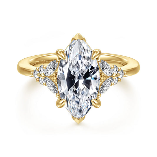 14K Yellow Gold Marquise Shape Diamond Engagement Ring — Gabriel & Co. ER17032M12Y44JJ; center stone shown for illustration, not included