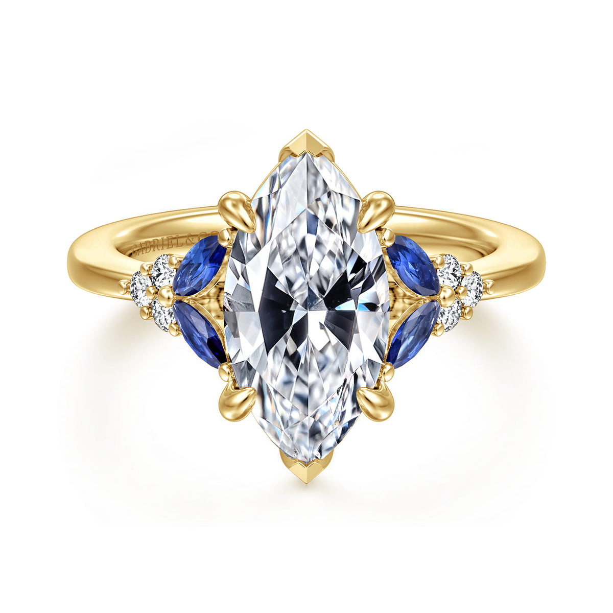 14K Yellow Gold Marquise Shape Sapphire and Diamond Engagement Ring — Gabriel & Co. ER17032M12Y44SA; center stone shown for illustration, not included