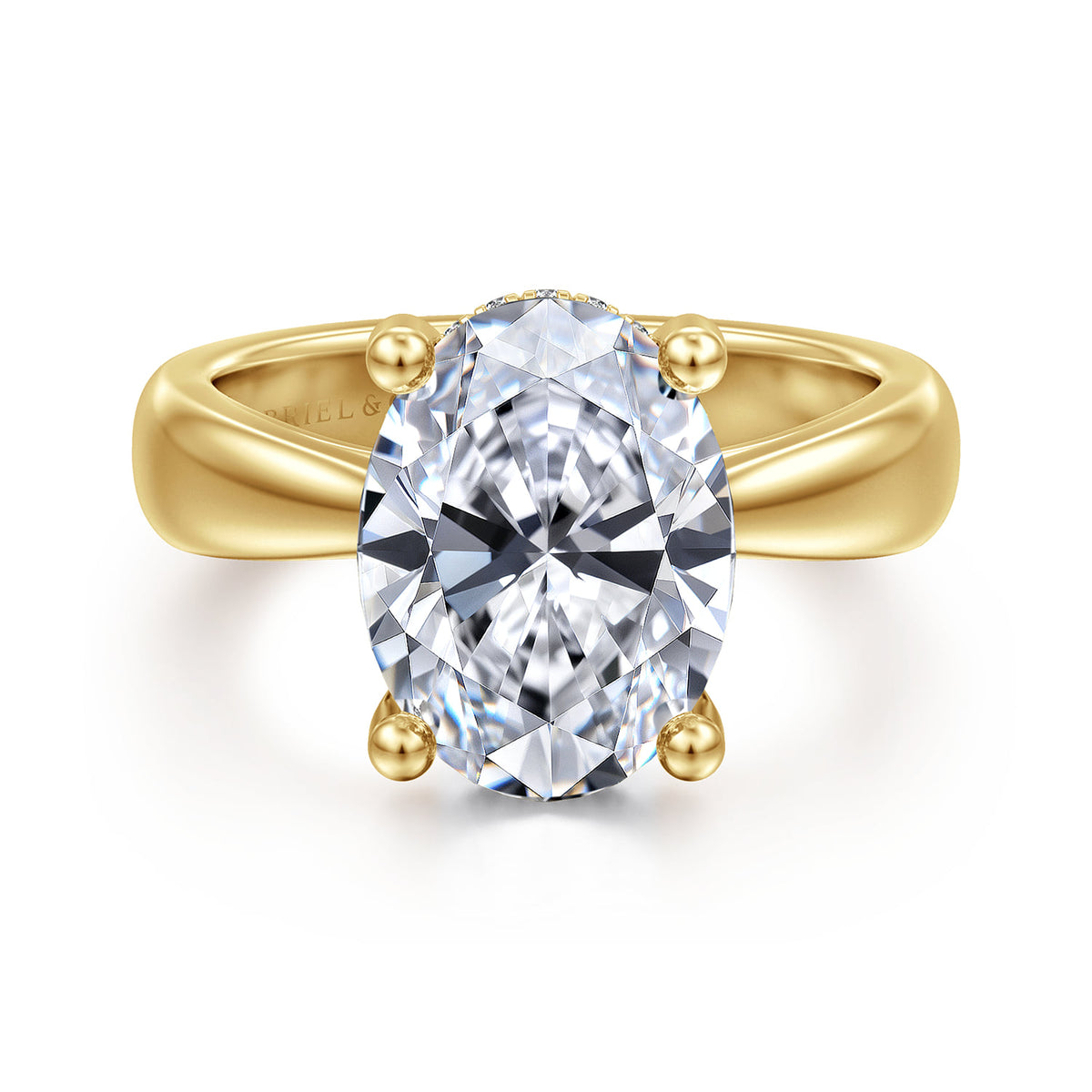 14K Yellow Gold Oval Diamond Engagement Ring — Gabriel & Co. ER17105O14Y44JJ; center stone shown for illustration, not included