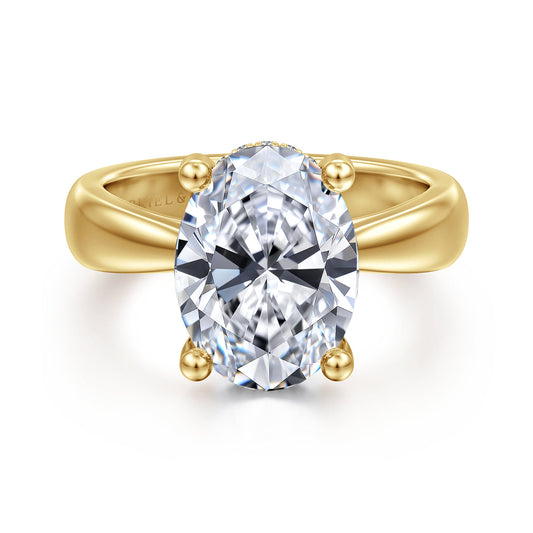 14K Yellow Gold Oval Diamond Engagement Ring — Gabriel & Co. ER17105O14Y44JJ; center stone shown for illustration, not included