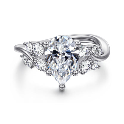 14K White Gold Bypass Pear Shape Diamond Engagement Ring — Gabriel & Co. ER17106P8W44JJ; center stone shown for illustration, not included