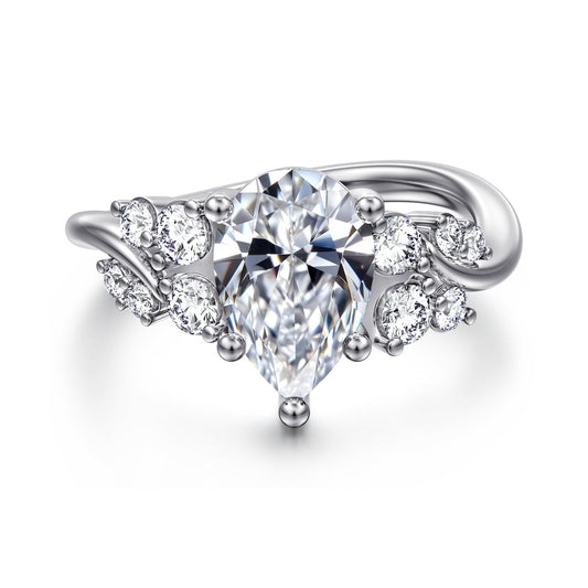 14K White Gold Bypass Pear Shape Diamond Engagement Ring — Gabriel & Co. ER17106P8W44JJ; center stone shown for illustration, not included