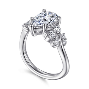 14K White Gold Bypass Pear Shape Diamond Engagement Ring — Gabriel & Co. ER17106P8W44JJ; center stone shown for illustration, not included