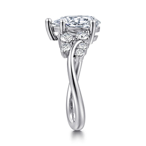 14K White Gold Bypass Pear Shape Diamond Engagement Ring — Gabriel & Co. ER17106P8W44JJ; center stone shown for illustration, not included