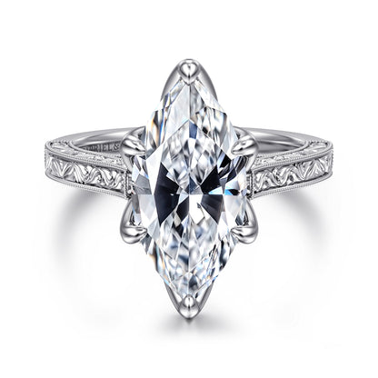 Vintage Inspired 14K White Gold Marquise Solitaire Engagement Ring — Gabriel & Co. ER17134M13W4JJJ; center stone shown for illustration, not included
