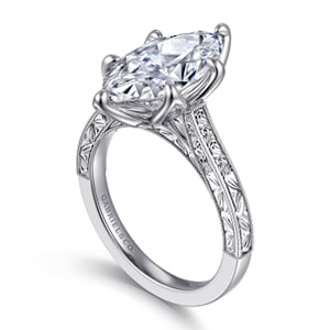 Vintage Inspired 14K White Gold Marquise Solitaire Engagement Ring — Gabriel & Co. ER17134M13W4JJJ; center stone shown for illustration, not included