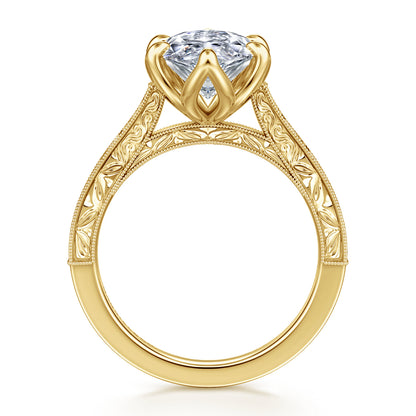 Vintage Inspired 14K Yellow Gold Marquise Solitaire Engagement Ring — Gabriel & Co. ER17134M13Y4JJJ; center stone shown for illustration, not included