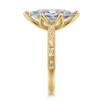 Vintage Inspired 14K Yellow Gold Marquise Solitaire Engagement Ring — Gabriel & Co. ER17134M13Y4JJJ; center stone shown for illustration, not included