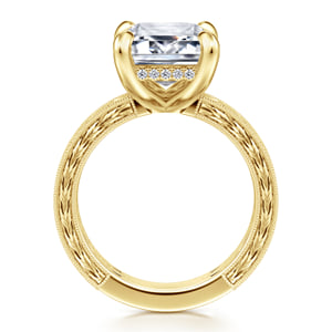 Vintage Inspired 14K Yellow Gold Emerald Cut Diamond Engagement Ring — Gabriel & Co. ER17139E20Y44JJ; center stone shown for illustration, not included