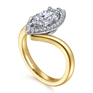 14K White-Yellow Gold Marquise Shahpe Halo Diamond Engagement Ring — Gabriel & Co. ER17187M6M44JJ; center stone shown for illustration, not included