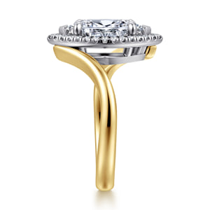 14K White-Yellow Gold Marquise Shahpe Halo Diamond Engagement Ring — Gabriel & Co. ER17187M6M44JJ; center stone shown for illustration, not included