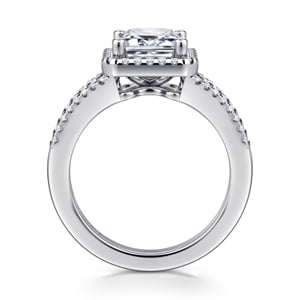 14K White Gold Emerald Cut Halo Diamond Engagement Ring — Gabriel & Co. ER17188E12W44JJ; center stone shown for illustration, not included