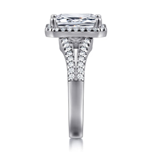 14K White Gold Emerald Cut Halo Diamond Engagement Ring — Gabriel & Co. ER17188E12W44JJ; center stone shown for illustration, not included
