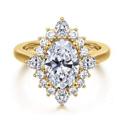 14K Yellow Gold Oval Halo Diamond Engagement Ring — Gabriel & Co. ER17189O8Y44JJ; center stone shown for illustration, not included
