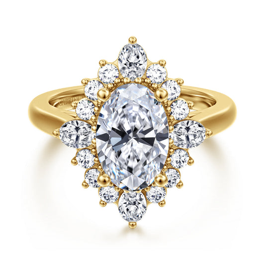 14K Yellow Gold Oval Halo Diamond Engagement Ring — Gabriel & Co. ER17189O8Y44JJ; center stone shown for illustration, not included